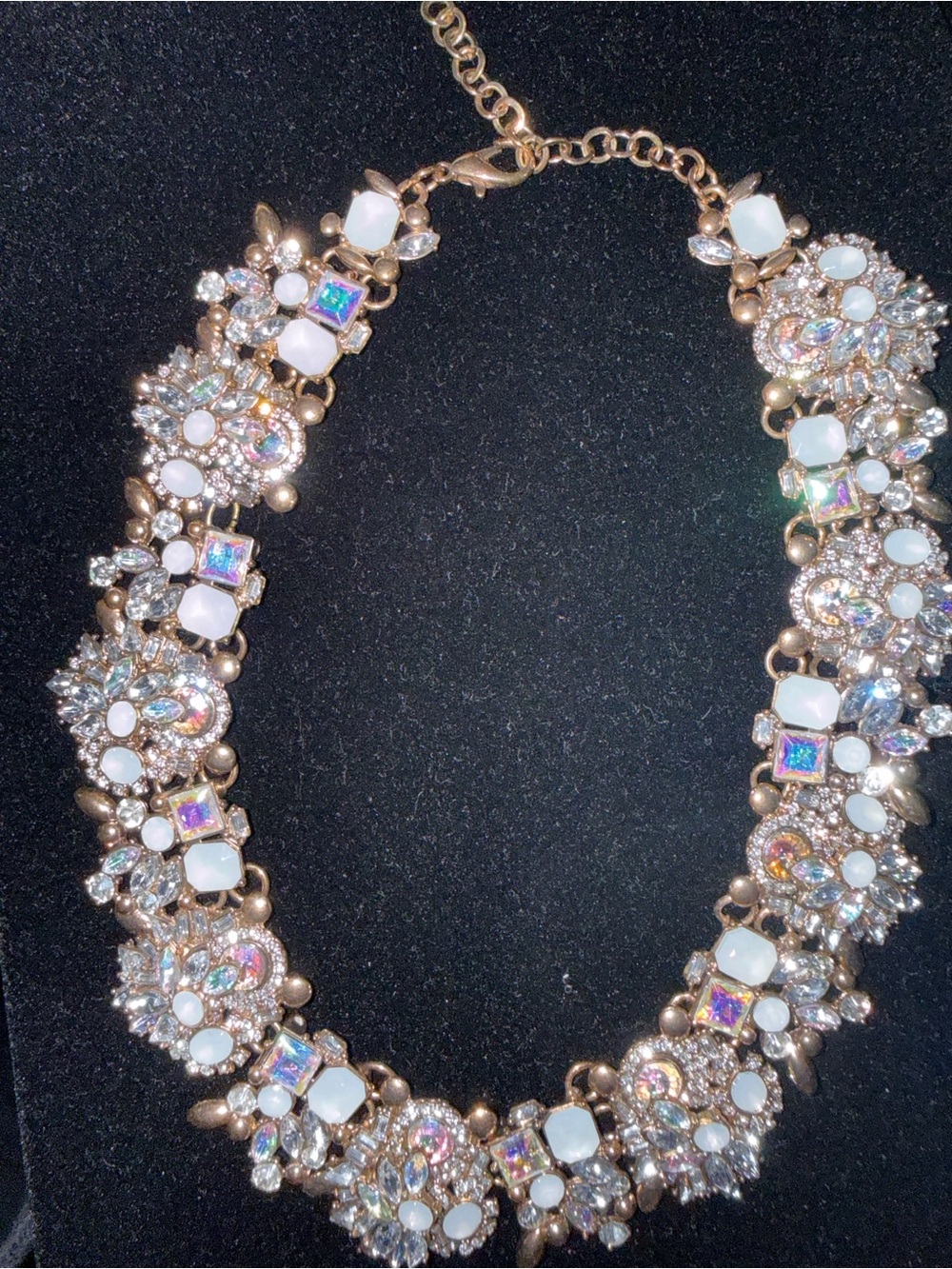 Aldo Gold-Tone Iridescent Crystal & White Opal Collar Necklace